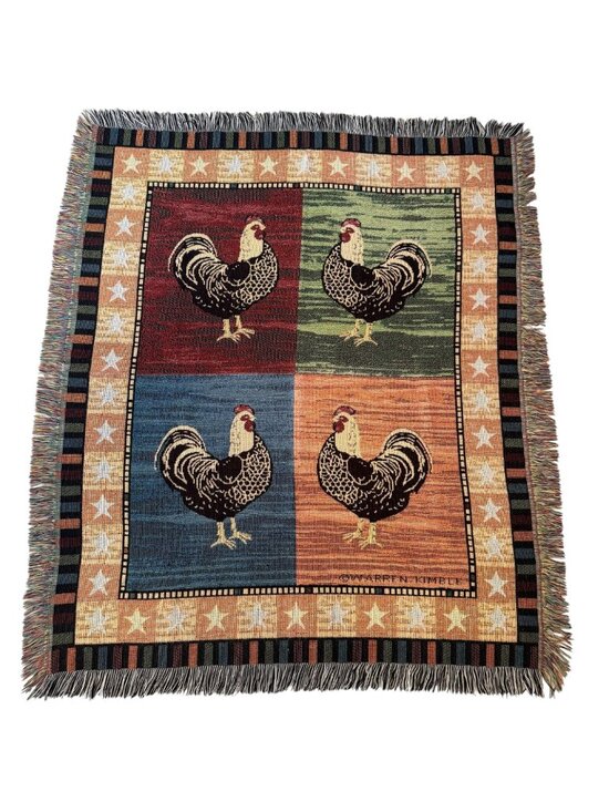 Warren Kimble Other - Warren Kimble Rooster Tapestry Throw Blanket 48in x 57in Home Country Farmhouse